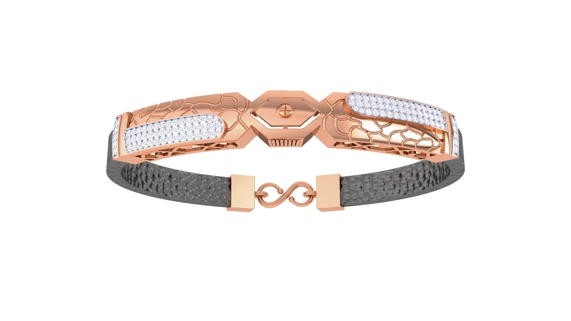 Screw Head Black Belt Unisex Diamond Bracelet 3dm stl obj gltf 3D print model_11