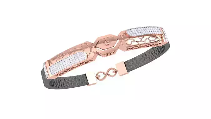 Screw Head Black Belt Unisex Diamond Bracelet 3dm stl obj gltf 3D print model