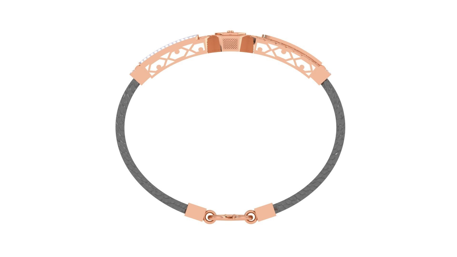 Screw Head Black Belt Unisex Diamond Bracelet 3dm stl obj gltf 3D print model_14