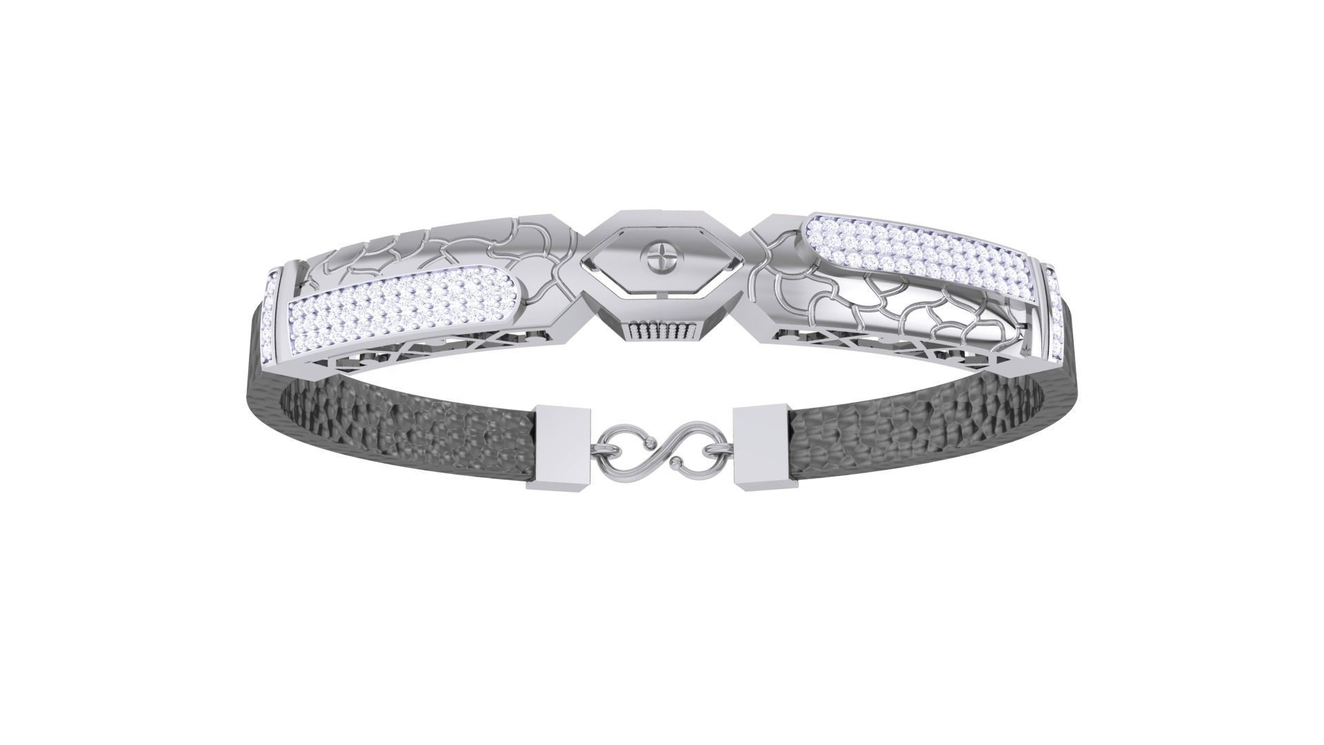 Screw Head Black Belt Unisex Diamond Bracelet 3dm stl obj gltf 3D print model_10