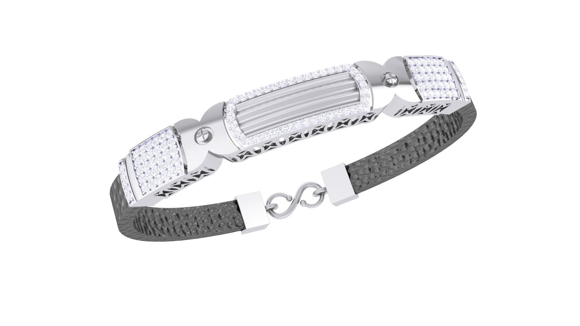 Screw Head Black Belt Unisex Diamond Bracelet 3dm stl obj gltf  3D print model_1