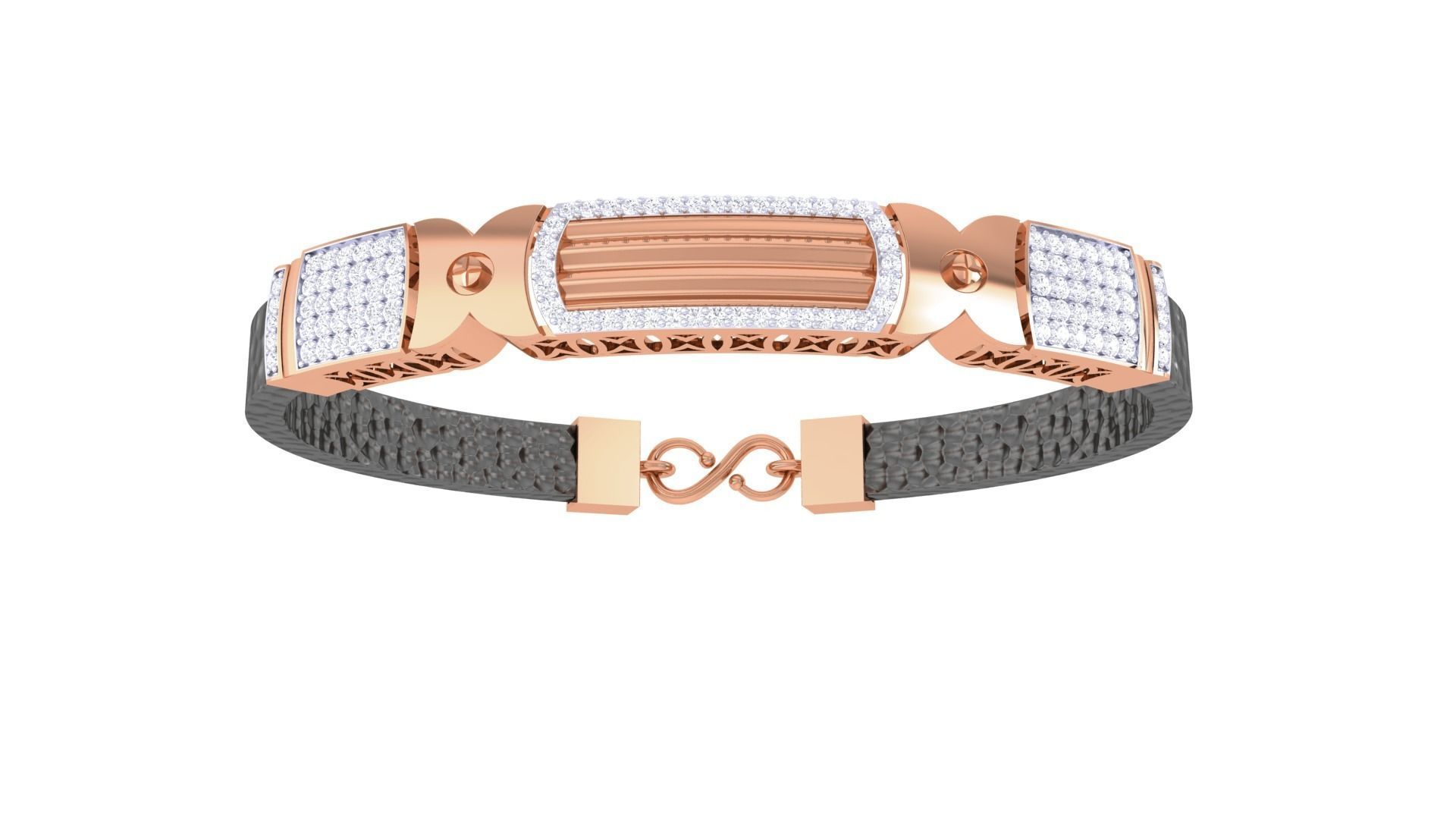 Screw Head Black Belt Unisex Diamond Bracelet 3dm stl obj gltf  3D print model_10