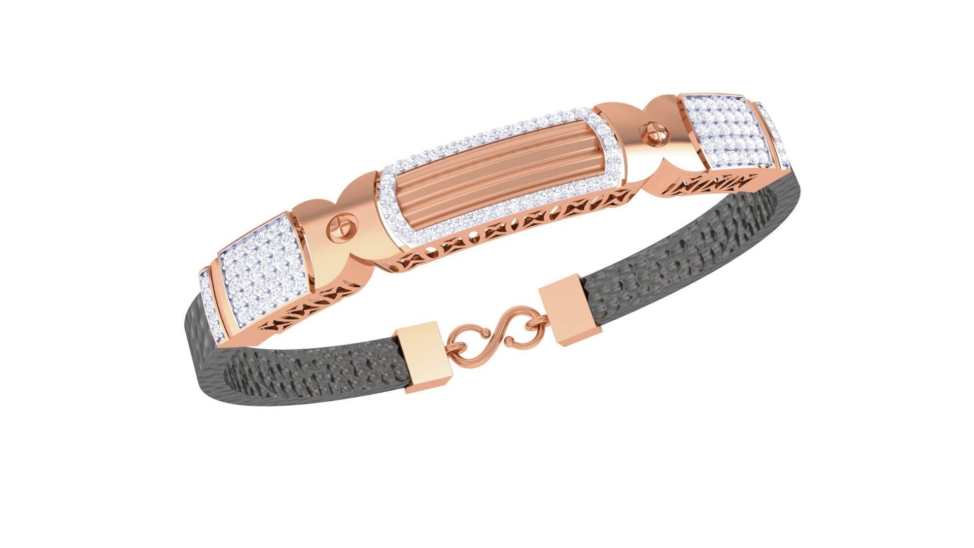 Screw Head Black Belt Unisex Diamond Bracelet 3dm stl obj gltf  3D print model_8