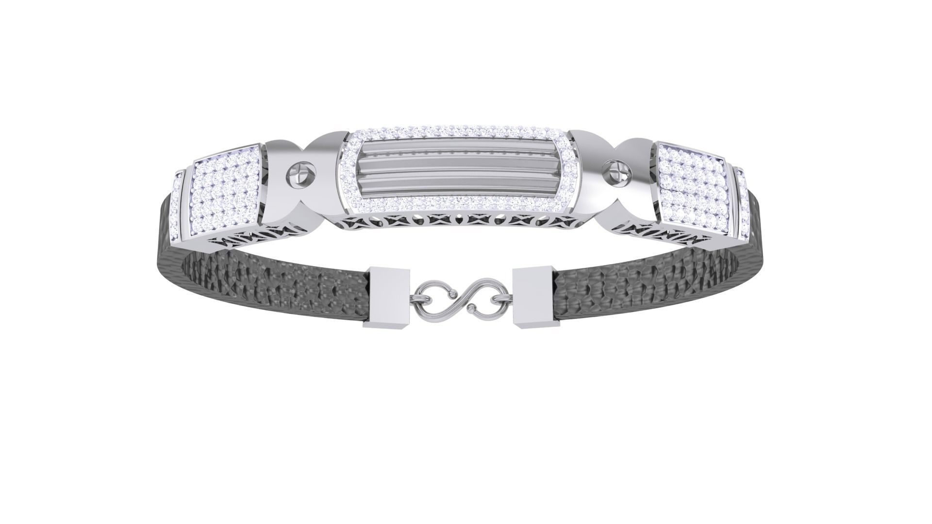 Screw Head Black Belt Unisex Diamond Bracelet 3dm stl obj gltf  3D print model_11