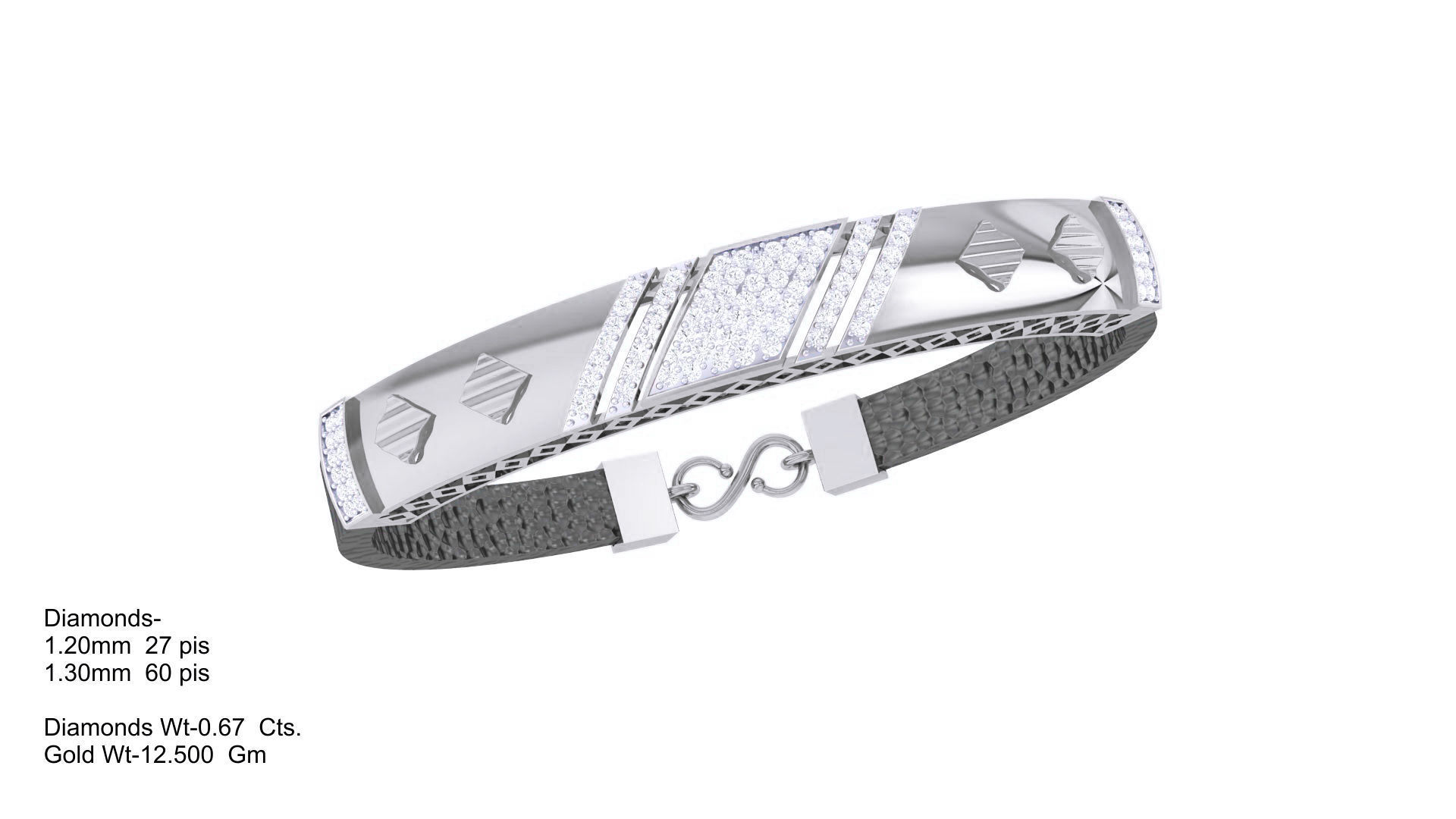 Black Belt Unisex Diamond Bracelet 3dm stl obj gltf glb 3mf 3D print model_5