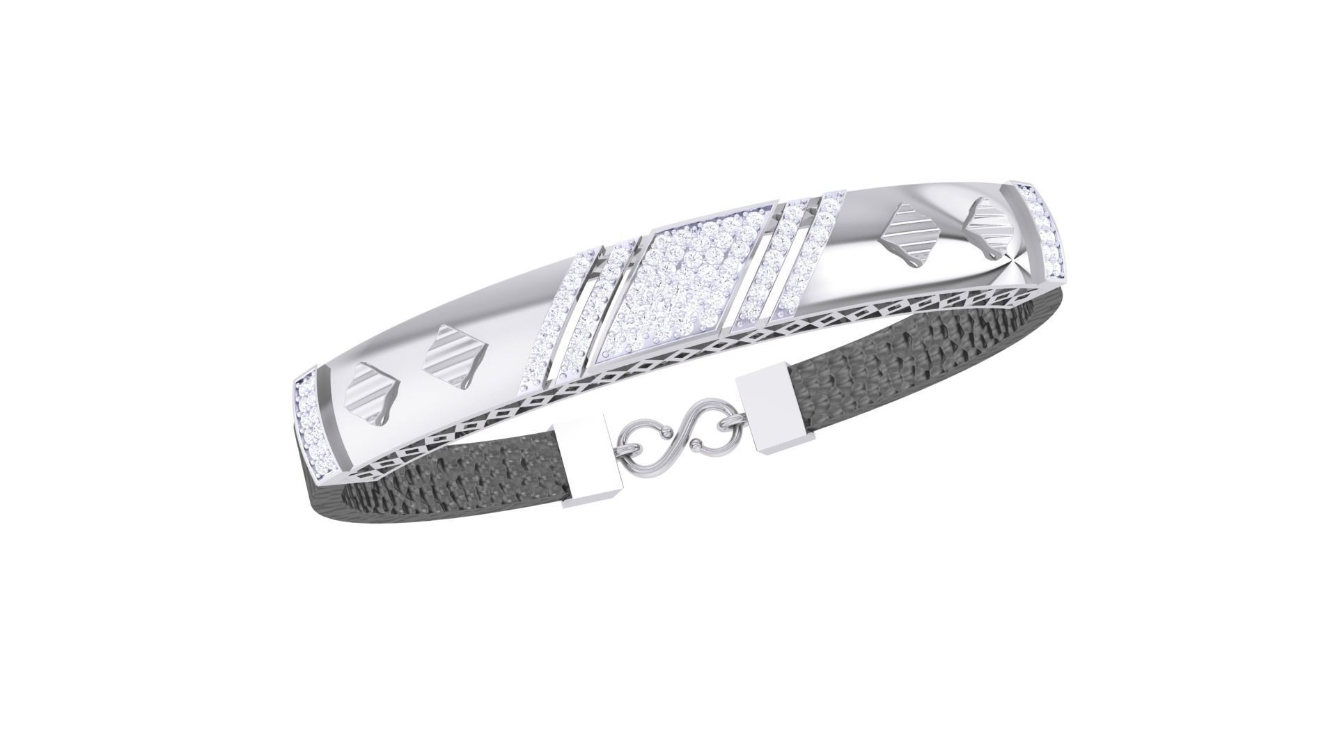 Black Belt Unisex Diamond Bracelet 3dm stl obj gltf glb 3mf 3D print model_1