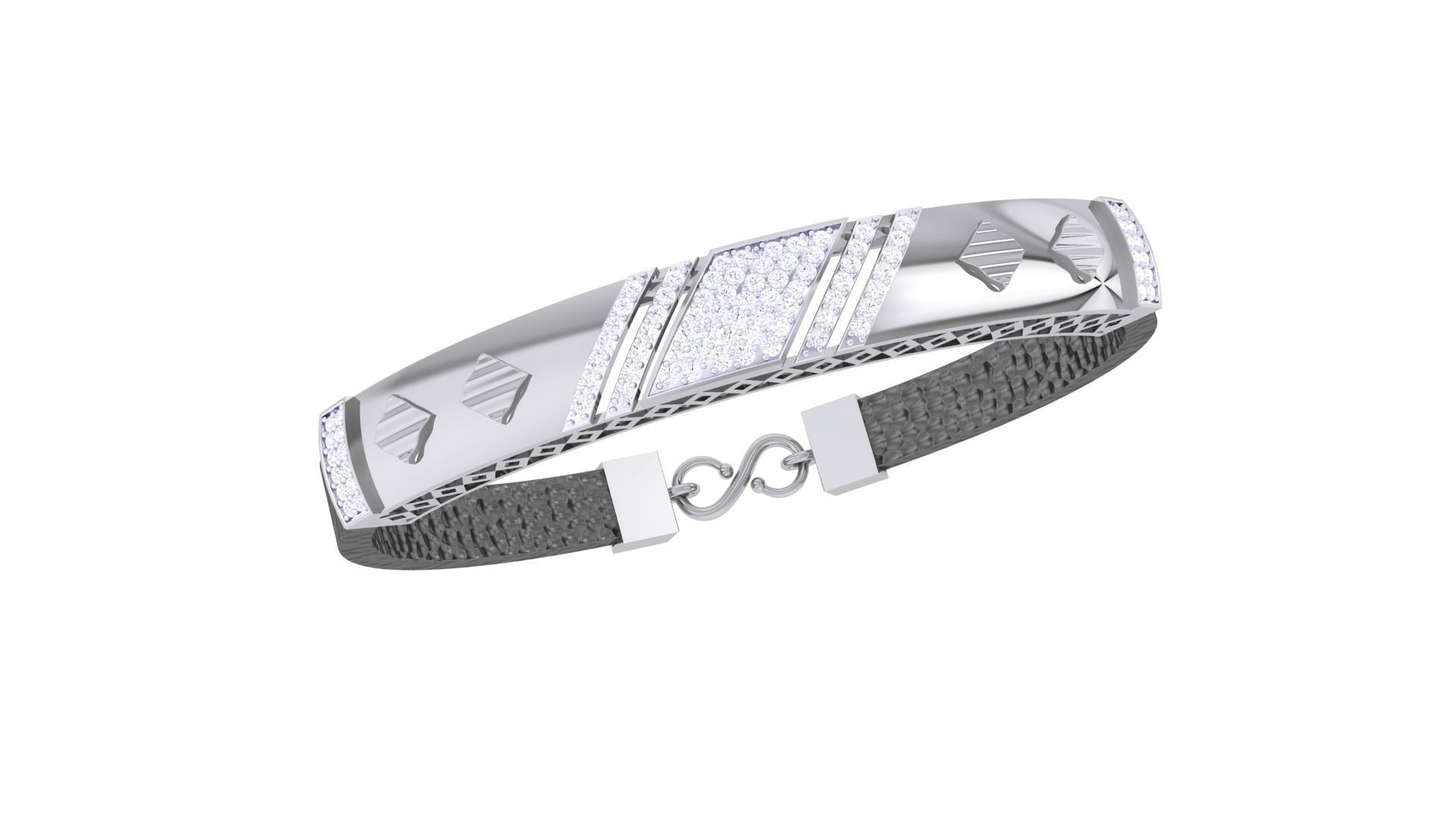 Black Belt Unisex Diamond Bracelet 3dm stl obj gltf glb 3mf 3D print model_7