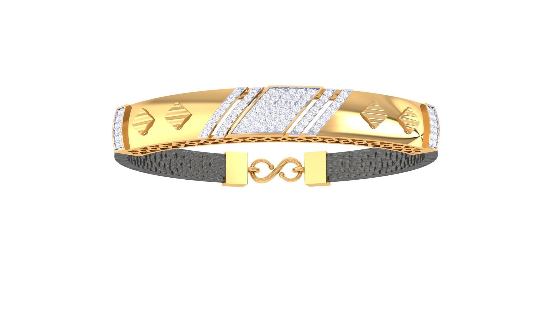 Black Belt Unisex Diamond Bracelet 3dm stl obj gltf glb 3mf 3D print model_9