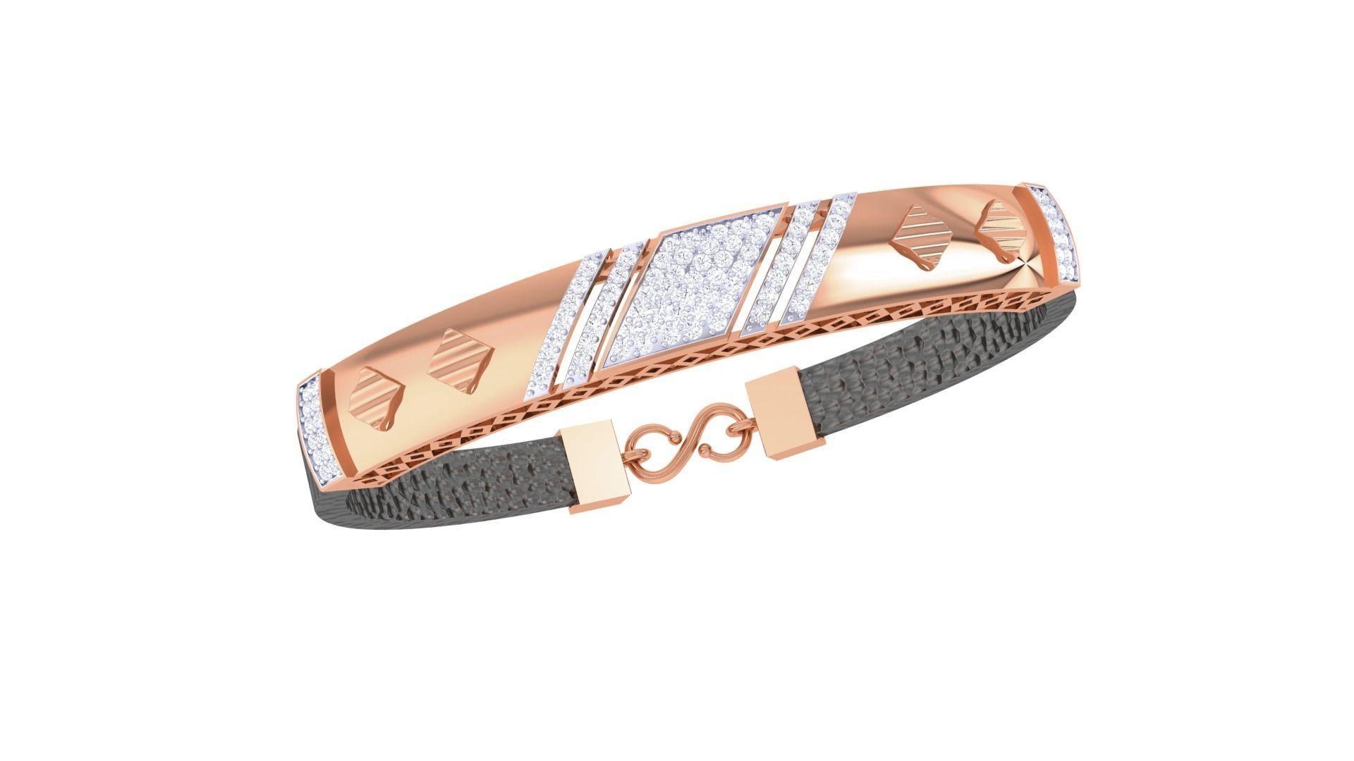 Black Belt Unisex Diamond Bracelet 3dm stl obj gltf glb 3mf 3D print model_8