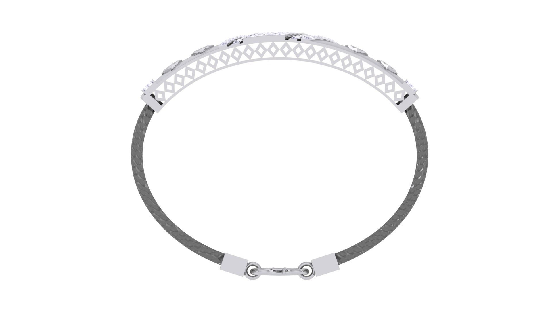 Black Belt Unisex Diamond Bracelet 3dm stl obj gltf glb 3mf 3D print model_13