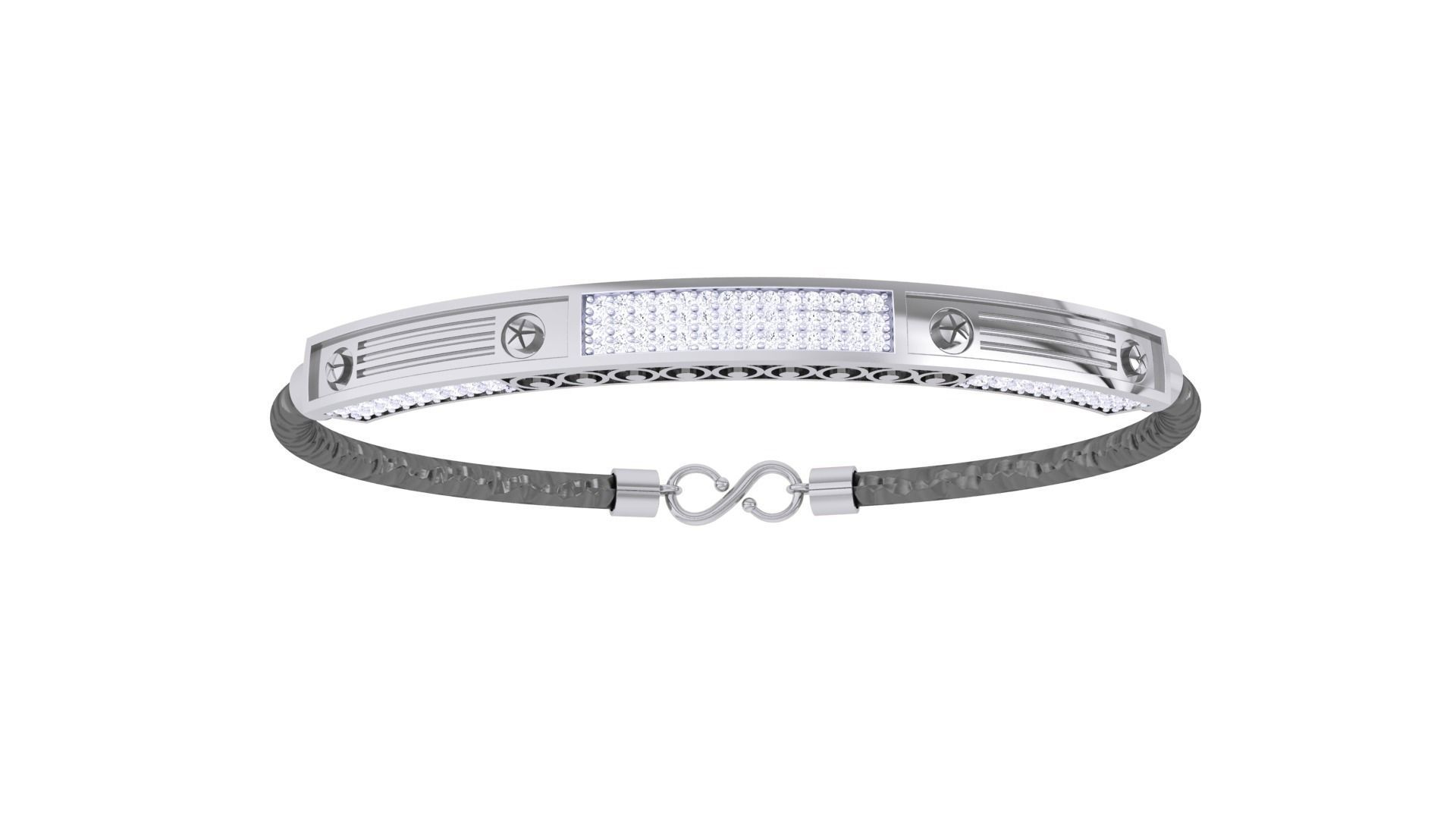 Screw Head Black Belt Unisex Diamond Bracelet 3dm stl obj gltf  3D print model_9