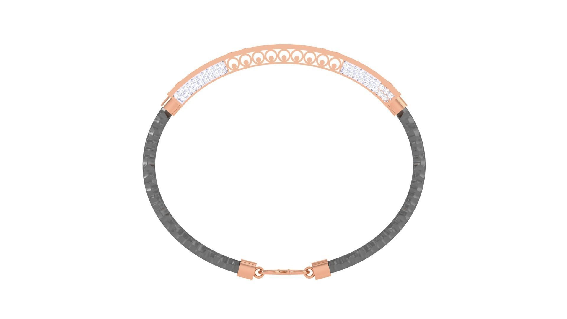 Screw Head Black Belt Unisex Diamond Bracelet 3dm stl obj gltf  3D print model_14