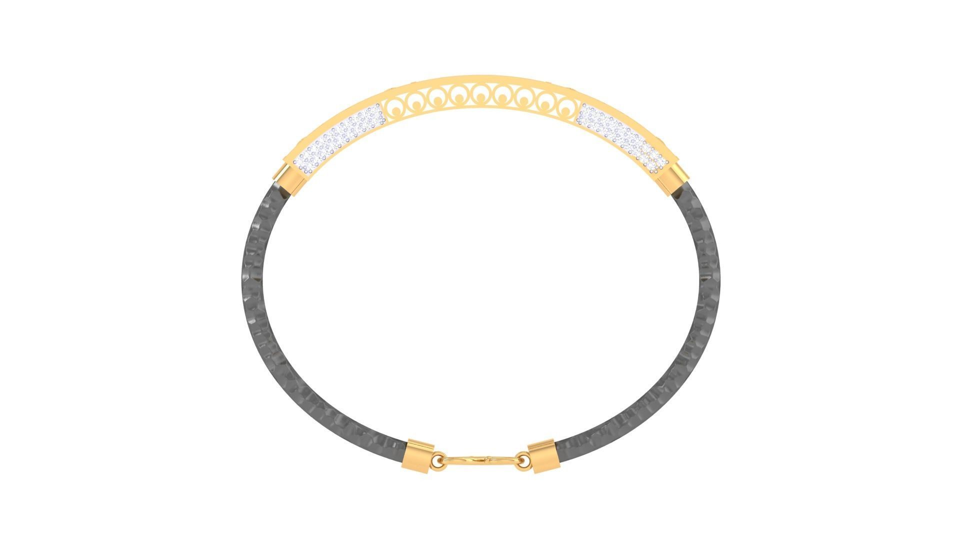 Screw Head Black Belt Unisex Diamond Bracelet 3dm stl obj gltf  3D print model_12