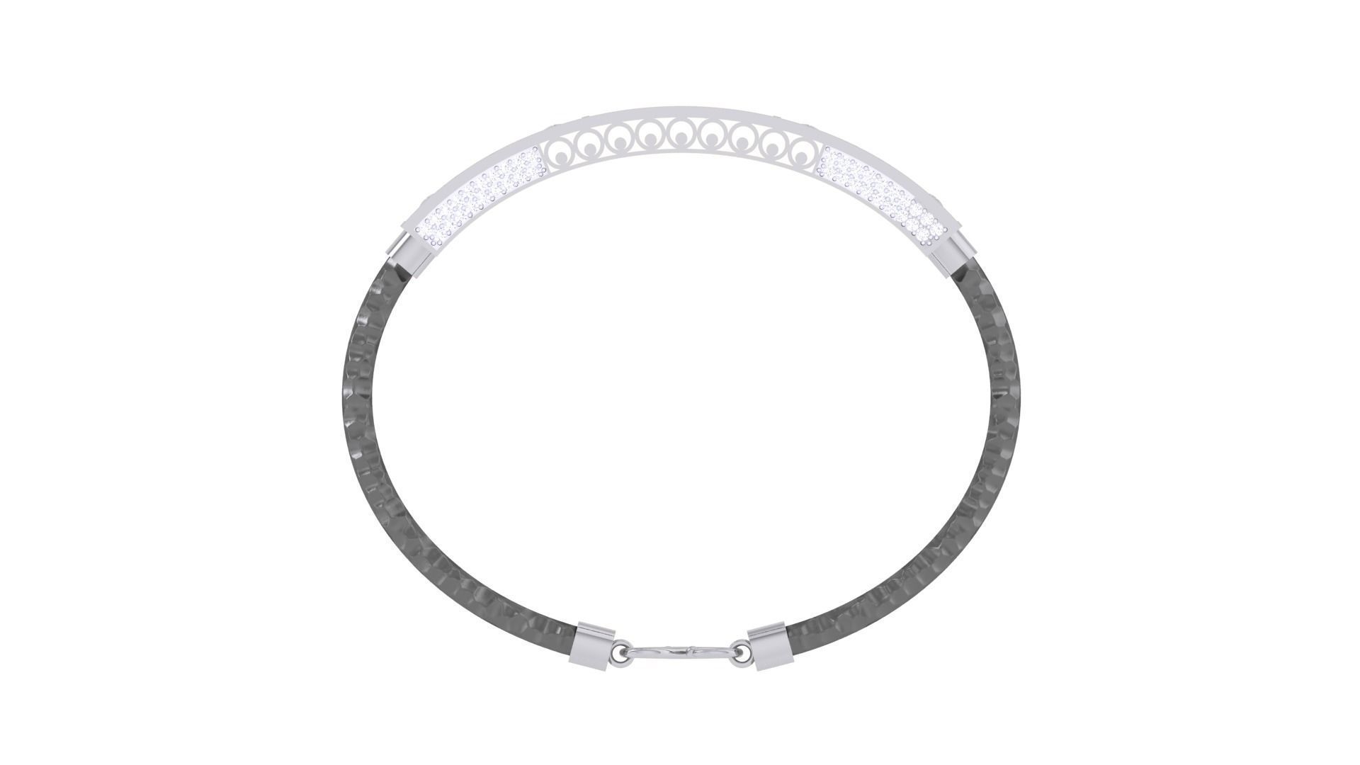 Screw Head Black Belt Unisex Diamond Bracelet 3dm stl obj gltf  3D print model_13