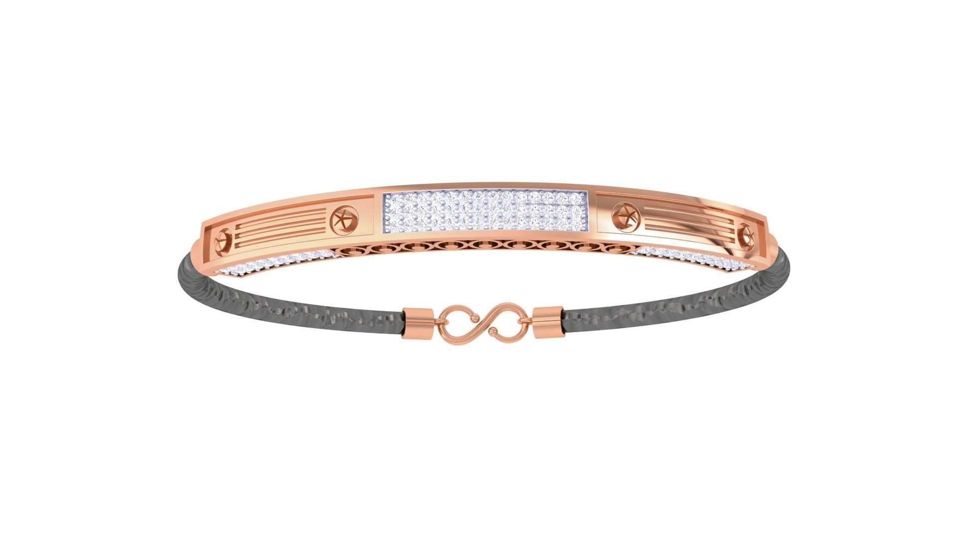 Screw Head Black Belt Unisex Diamond Bracelet 3dm stl obj gltf  3D print model_11