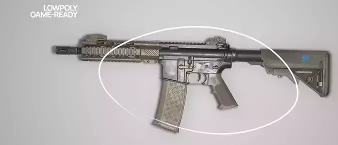 AR15 - assault rifle Low-poly 3D model