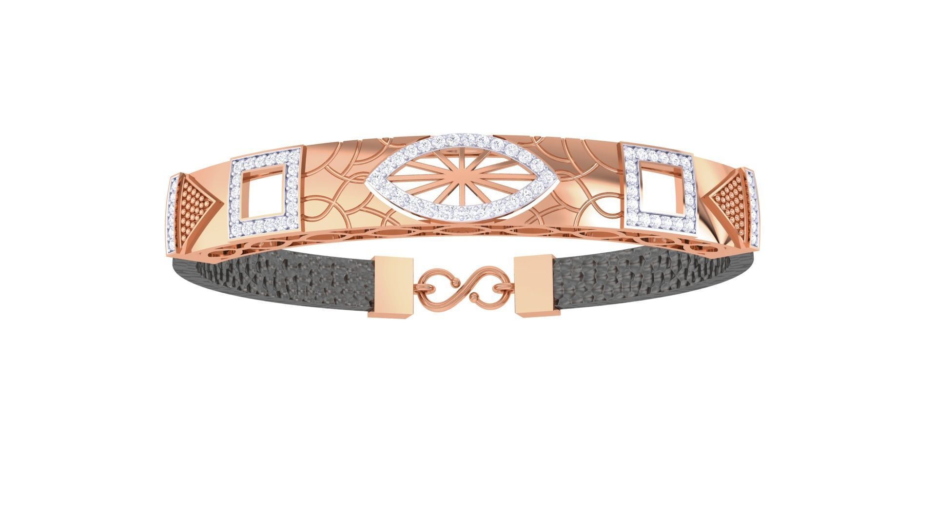 Black Belt Unisex Diamond Bracelet 3dm stl obj gltf glb 3mf 3D print model_11