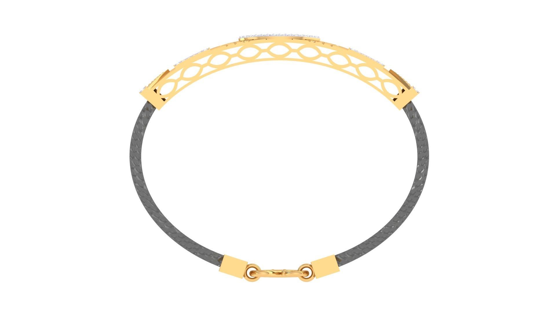 Black Belt Unisex Diamond Bracelet 3dm stl obj gltf glb 3mf 3D print model_14