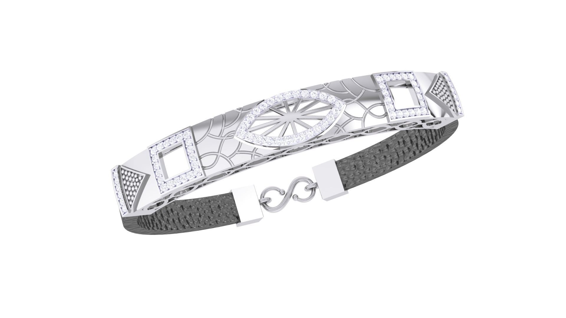 Black Belt Unisex Diamond Bracelet 3dm stl obj gltf glb 3mf 3D print model_1