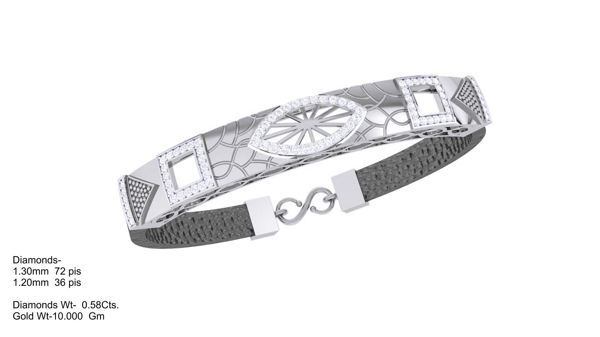Black Belt Unisex Diamond Bracelet 3dm stl obj gltf glb 3mf 3D print model_5