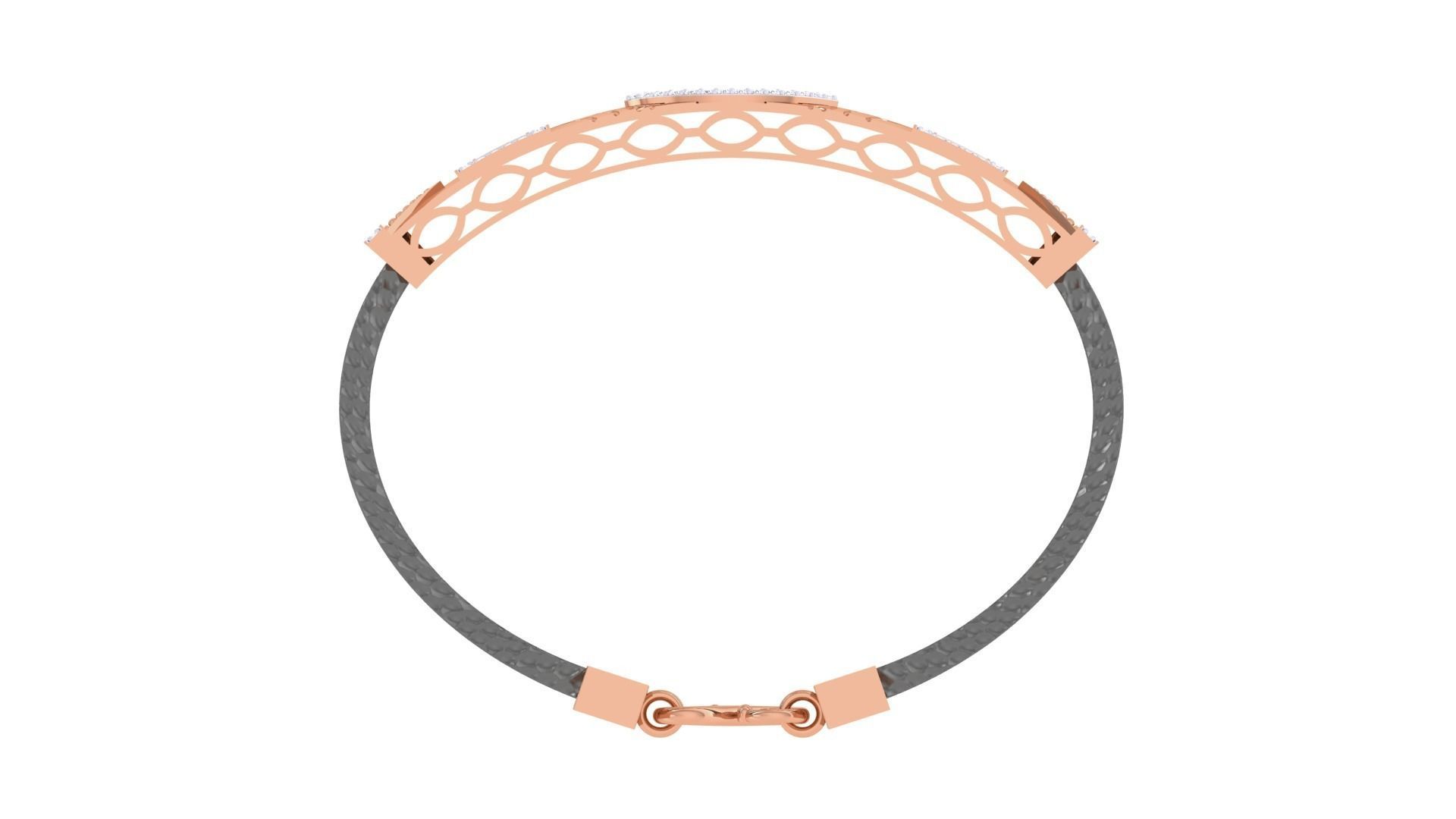 Black Belt Unisex Diamond Bracelet 3dm stl obj gltf glb 3mf 3D print model_13