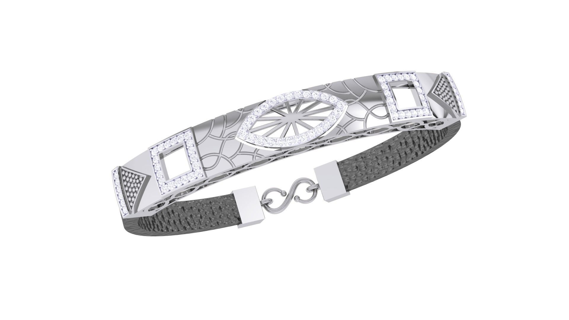 Black Belt Unisex Diamond Bracelet 3dm stl obj gltf glb 3mf 3D print model_8