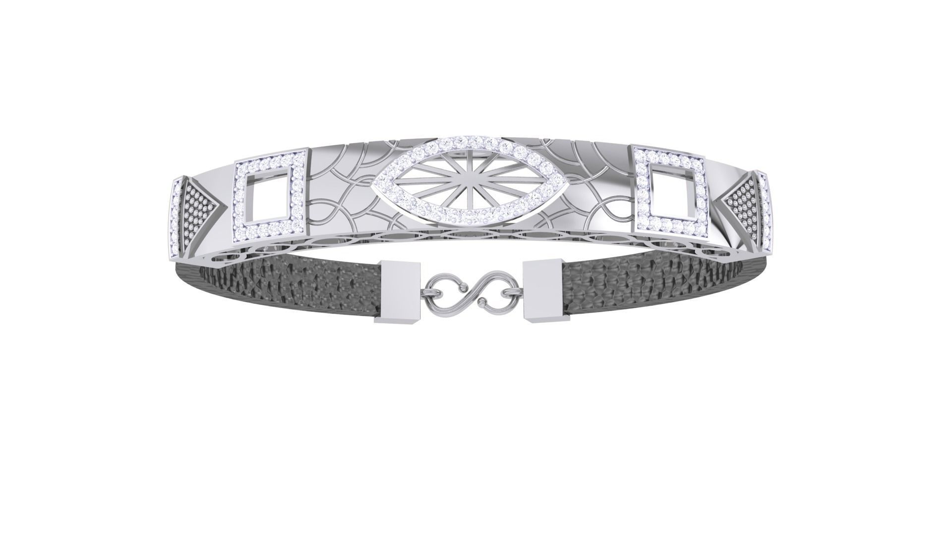 Black Belt Unisex Diamond Bracelet 3dm stl obj gltf glb 3mf 3D print model_9