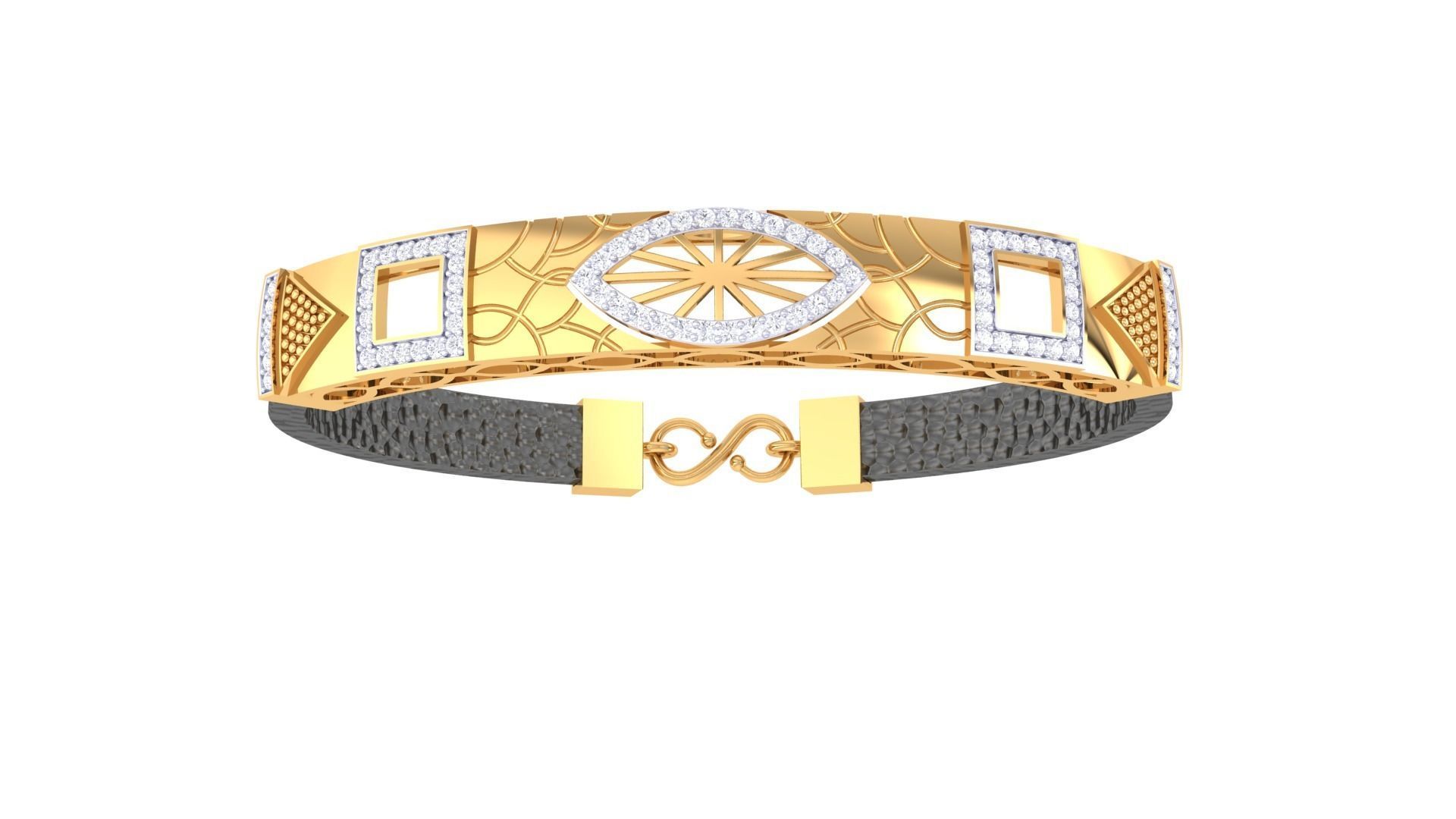 Black Belt Unisex Diamond Bracelet 3dm stl obj gltf glb 3mf 3D print model_10