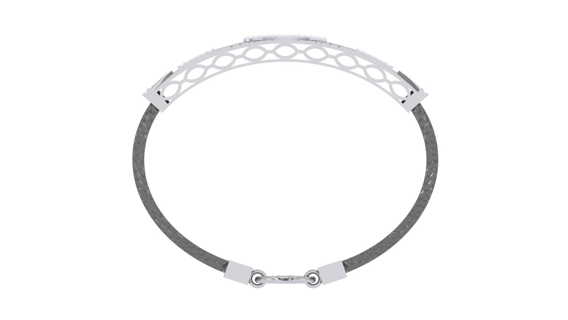 Black Belt Unisex Diamond Bracelet 3dm stl obj gltf glb 3mf 3D print model_12