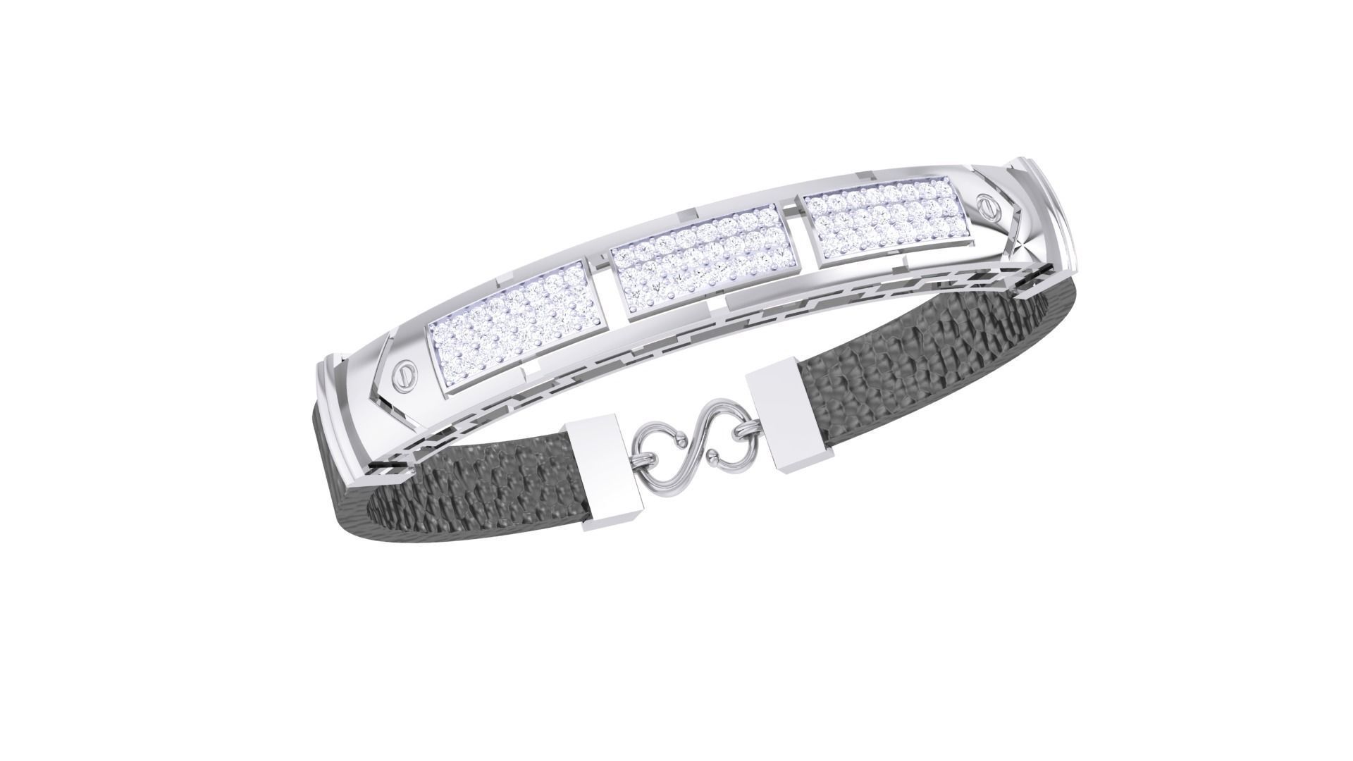 Screw Head Black Belt Unisex Diamond Bracelet 3dm stl obj gltf  3D print model_1