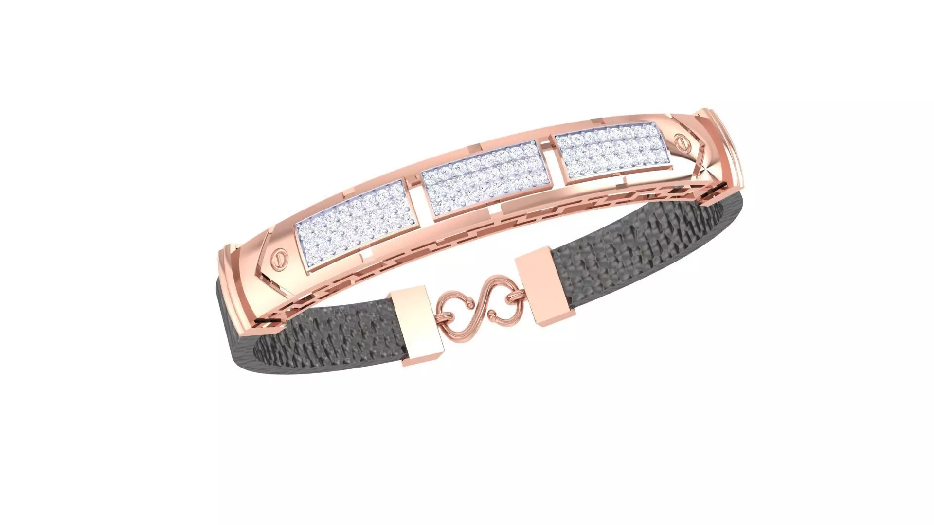 Screw Head Black Belt Unisex Diamond Bracelet 3dm stl obj gltf  3D print model_0