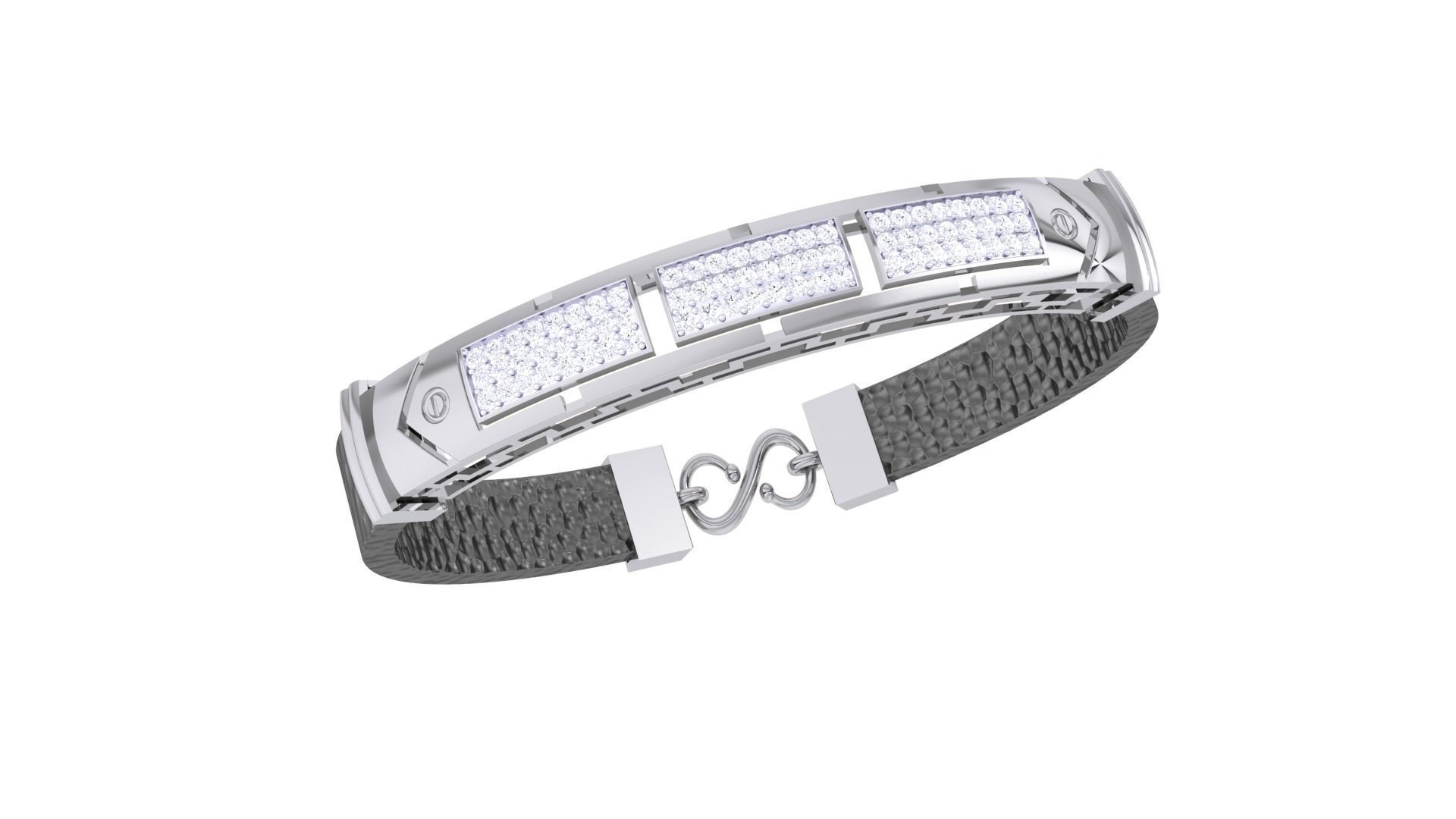 Screw Head Black Belt Unisex Diamond Bracelet 3dm stl obj gltf  3D print model_7