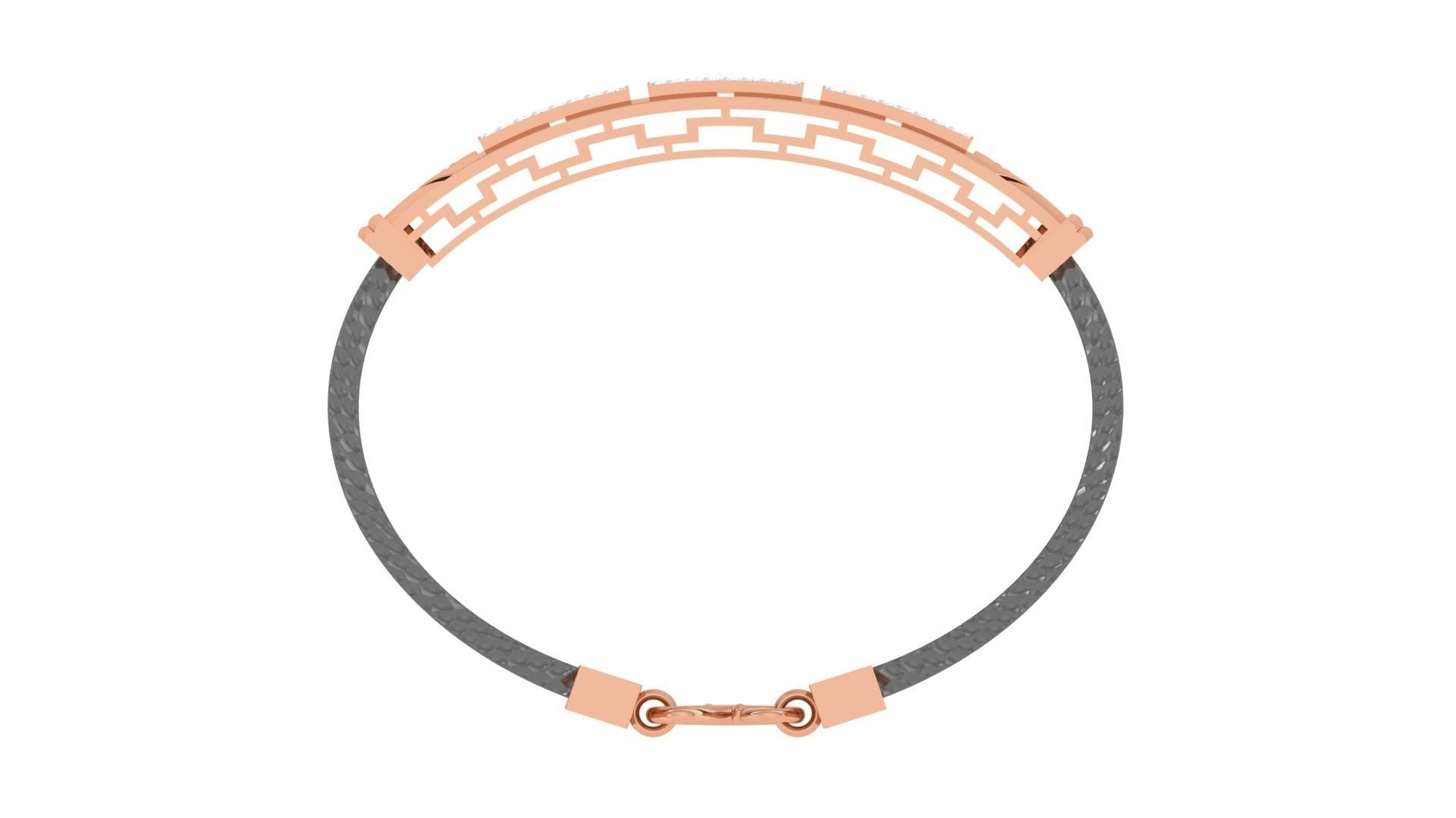 Screw Head Black Belt Unisex Diamond Bracelet 3dm stl obj gltf  3D print model_14