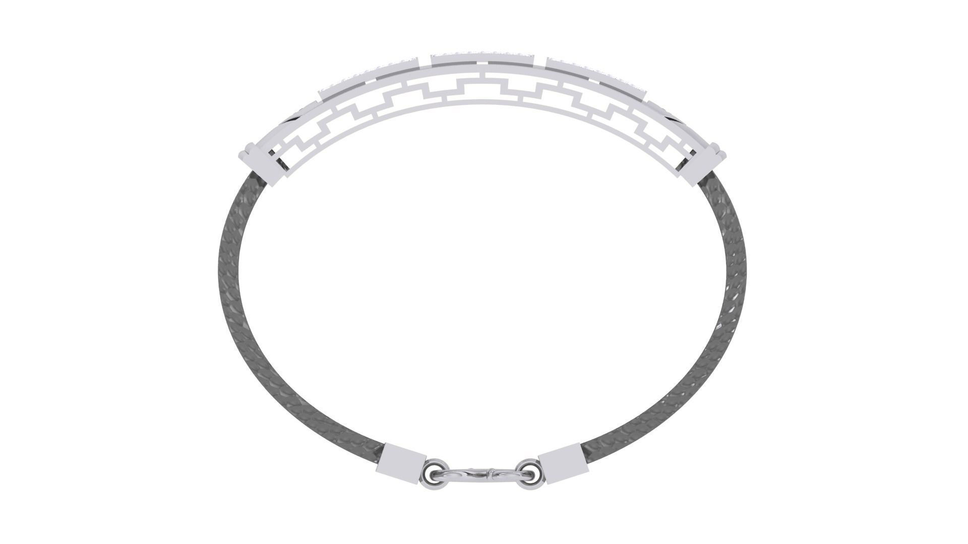 Screw Head Black Belt Unisex Diamond Bracelet 3dm stl obj gltf  3D print model_13