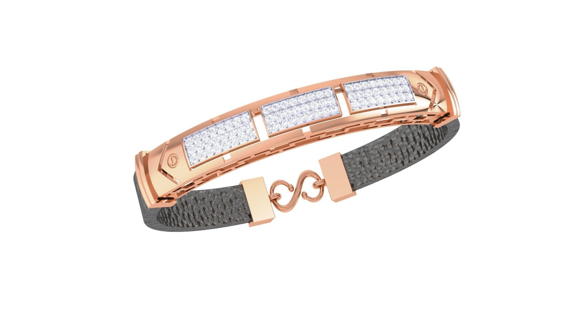 Screw Head Black Belt Unisex Diamond Bracelet 3dm stl obj gltf  3D print model_8