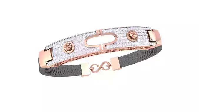 Screw Head Black Belt Unisex Diamond Bracelet 3dm stl obj gltf  3D print model