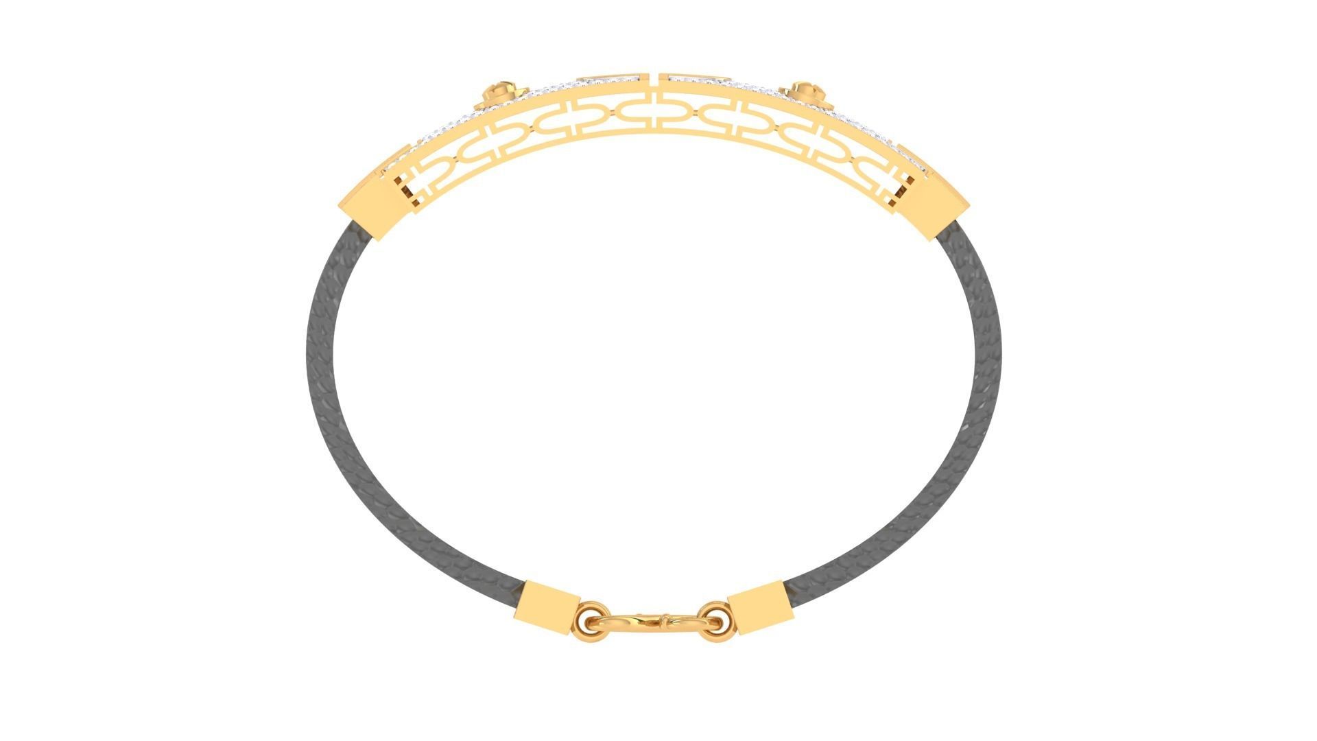 Screw Head Black Belt Unisex Diamond Bracelet 3dm stl obj gltf  3D print model_12