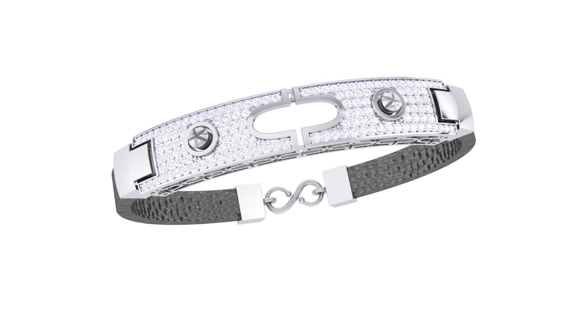 Screw Head Black Belt Unisex Diamond Bracelet 3dm stl obj gltf  3D print model_1