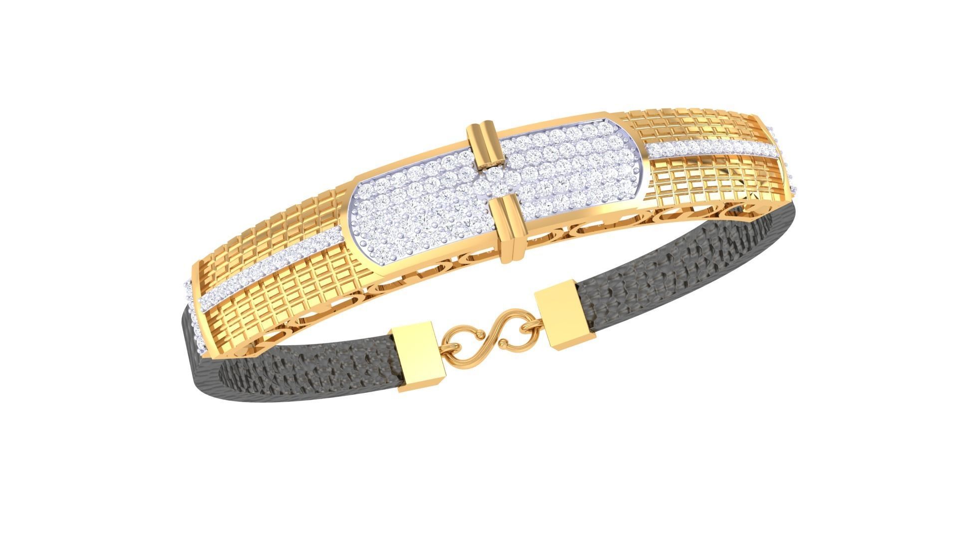 Black Belt Unisex Diamond Bracelet 3dm stl obj gltf glb 3mf 3D print model_2