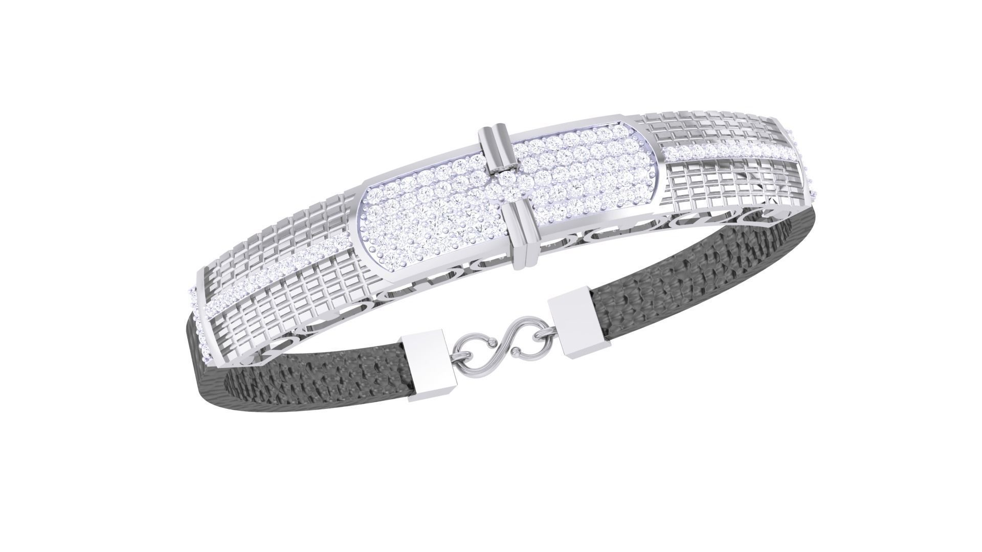 Black Belt Unisex Diamond Bracelet 3dm stl obj gltf glb 3mf 3D print model_1