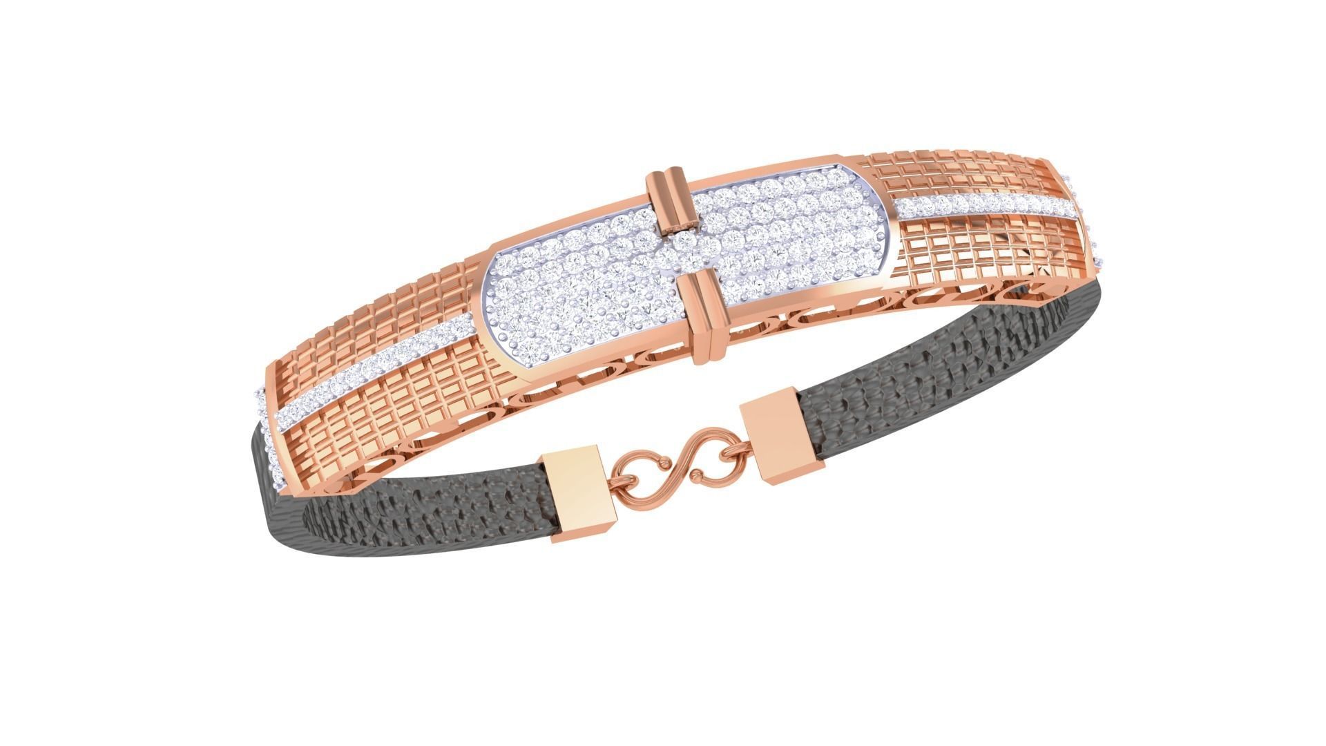 Black Belt Unisex Diamond Bracelet 3dm stl obj gltf glb 3mf 3D print model_7