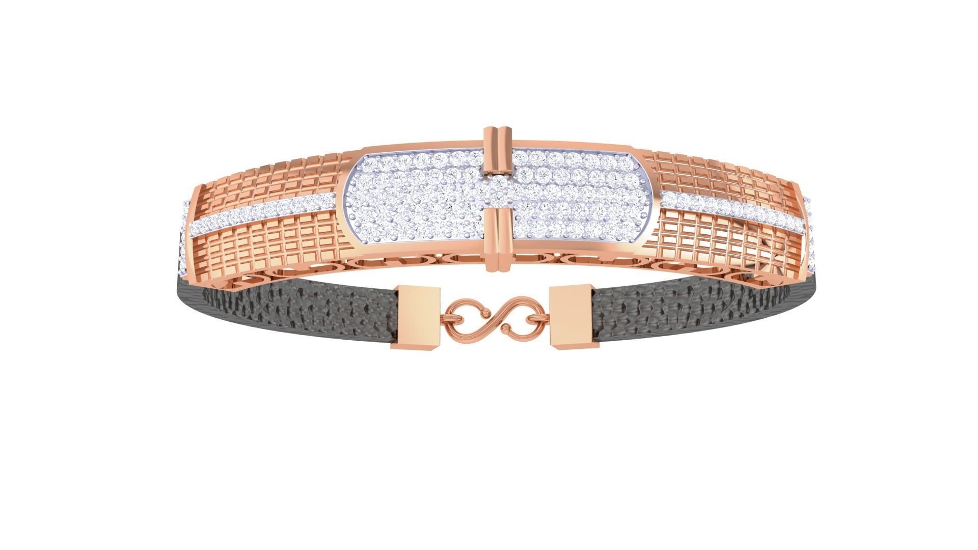 Black Belt Unisex Diamond Bracelet 3dm stl obj gltf glb 3mf 3D print model_11