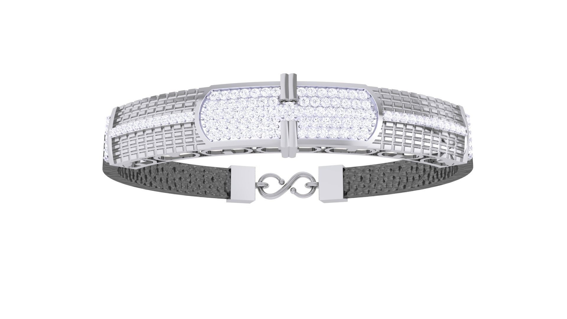 Black Belt Unisex Diamond Bracelet 3dm stl obj gltf glb 3mf 3D print model_10