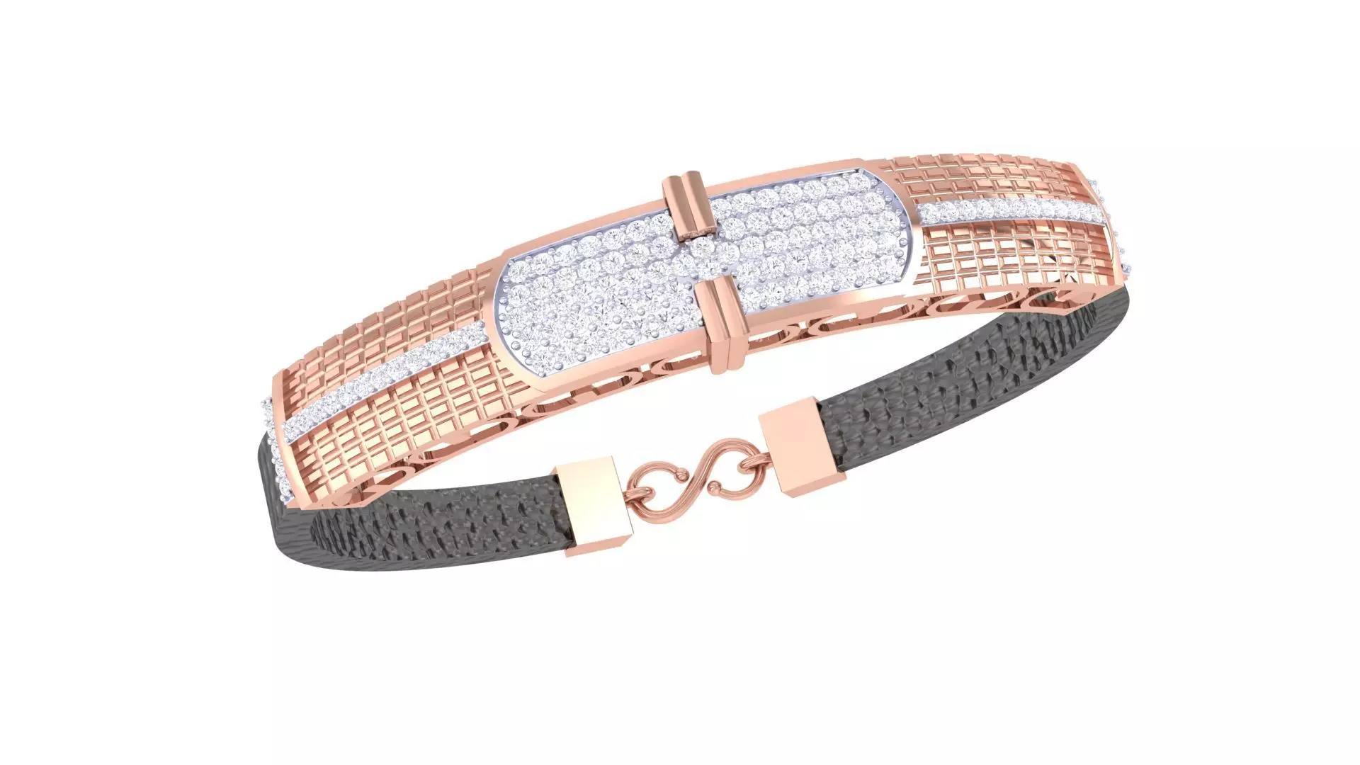 Black Belt Unisex Diamond Bracelet 3dm stl obj gltf glb 3mf 3D print model_0