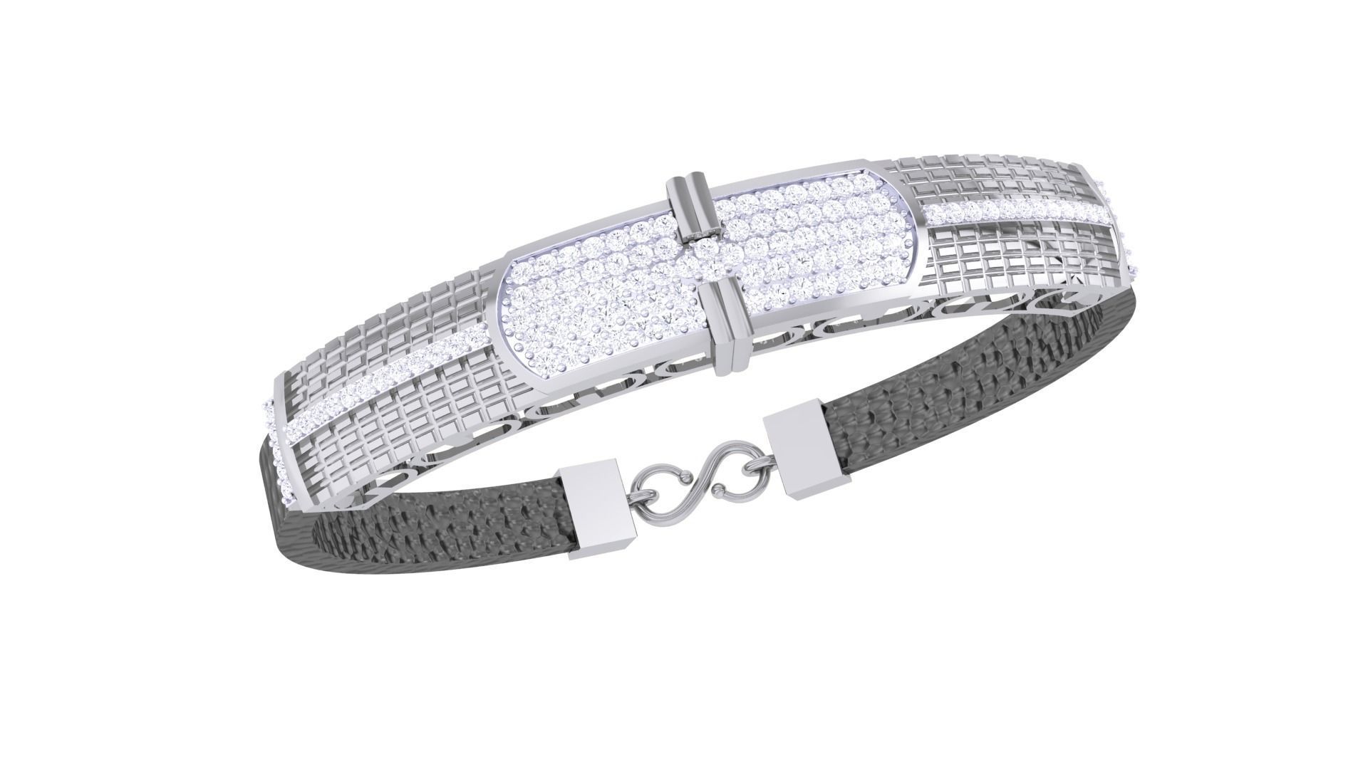 Black Belt Unisex Diamond Bracelet 3dm stl obj gltf glb 3mf 3D print model_8