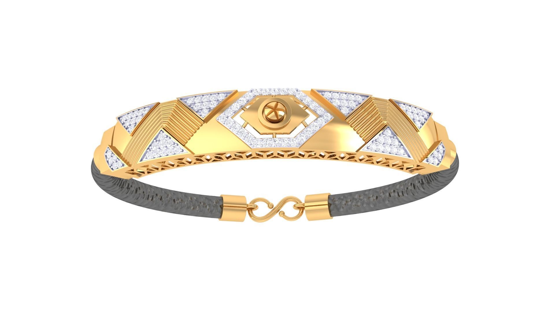 Screw Head Black Belt Unisex Diamond Bracelet 3dm stl obj gltf  3D print model_9