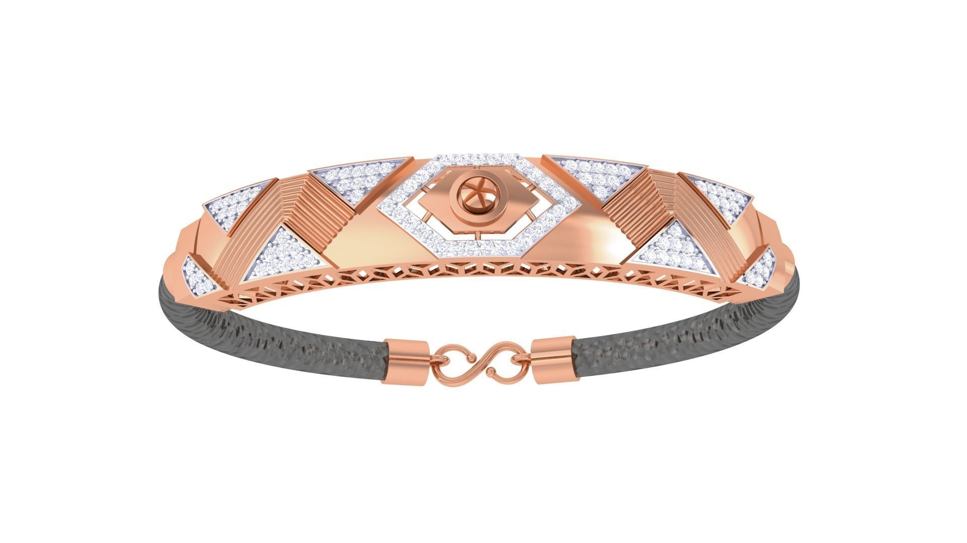 Screw Head Black Belt Unisex Diamond Bracelet 3dm stl obj gltf  3D print model_11