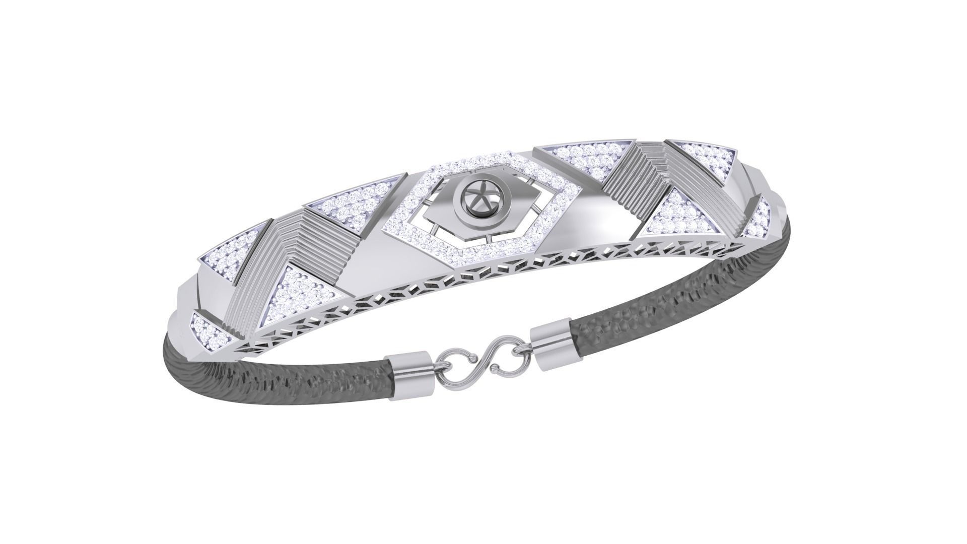 Screw Head Black Belt Unisex Diamond Bracelet 3dm stl obj gltf  3D print model_7