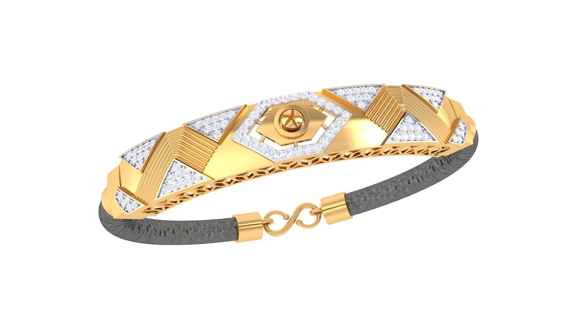 Screw Head Black Belt Unisex Diamond Bracelet 3dm stl obj gltf  3D print model_2