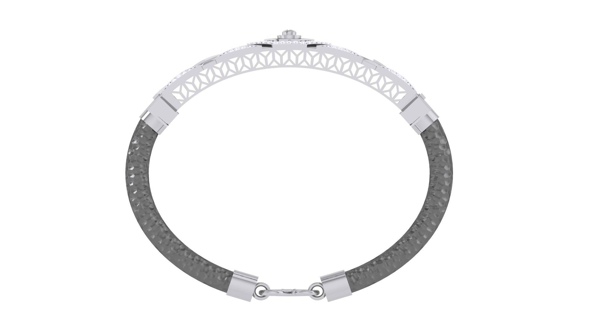 Screw Head Black Belt Unisex Diamond Bracelet 3dm stl obj gltf  3D print model_13